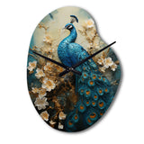 Peacock Encaustic Portrait II - Asymmetric Metal Wall Clock