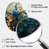 Peacock Encaustic Portrait II - Asymmetric Metal Wall Clock