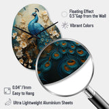 Peacock Encaustic Portrait II - Asymmetric Metal Wall Clock