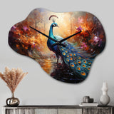 Peacock Expressionist Portrait II - Asymmetric Metal Wall Clock