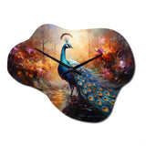 Peacock Expressionist Portrait II - Asymmetric Metal Wall Clock