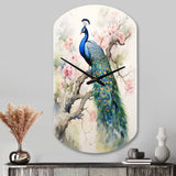 Blue Ink Wash Peacock I - Asymmetric Metal Wall Clock