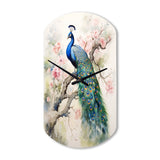 Blue Ink Wash Peacock I - Asymmetric Metal Wall Clock