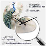Blue Ink Wash Peacock II - Asymmetric Metal Wall Clock