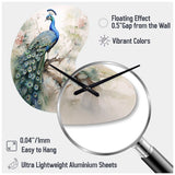 Blue Ink Wash Peacock II - Asymmetric Metal Wall Clock