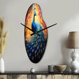 Blue Peacock Luminous - Asymmetric Metal Wall Clock