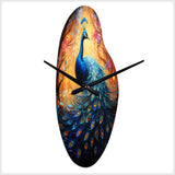 Blue Peacock Luminous - Asymmetric Metal Wall Clock