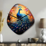 Blue Peacock Luminous - Asymmetric Metal Wall Clock