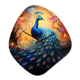 Blue Peacock Luminous - Asymmetric Metal Wall Clock