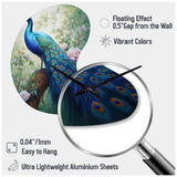 Blue Ink Wash Peacock III - Asymmetric Metal Wall Clock