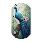 Blue Ink Wash Peacock III - Asymmetric Metal Wall Clock