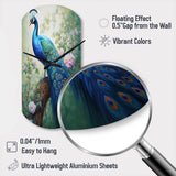 Blue Ink Wash Peacock III - Asymmetric Metal Wall Clock