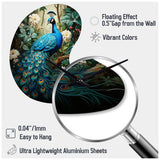 Teal Peacock Monochrome - Asymmetric Metal Wall Clock