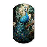 Teal Peacock Monochrome - Asymmetric Metal Wall Clock