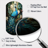 Teal Peacock Monochrome - Asymmetric Metal Wall Clock
