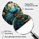 Teal Peacock Monochrome - Asymmetric Metal Wall Clock
