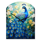 Teal Peacock Symbolist - Asymmetric Metal Wall Clock