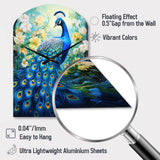 Teal Peacock Symbolist - Asymmetric Metal Wall Clock