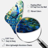 Teal Peacock Symbolist - Asymmetric Metal Wall Clock