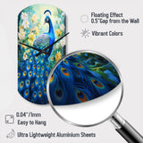Teal Peacock Symbolist - Asymmetric Metal Wall Clock