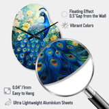 Teal Peacock Symbolist - Asymmetric Metal Wall Clock