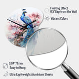 Blue Pink Peacock Watercolor I - Asymmetric Metal Wall Clock