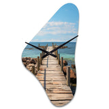 Pier And Dock Rustic II - Asymmetric Metal Wall Clock