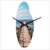 Pier And Dock Rustic II - Asymmetric Metal Wall Clock
