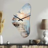 Pier And Dock Seaside III - Asymmetric Metal Wall Clock