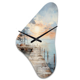 Pier And Dock Seaside III - Asymmetric Metal Wall Clock