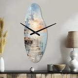 Pier And Dock Seaside III - Asymmetric Metal Wall Clock