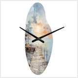 Pier And Dock Seaside III - Asymmetric Metal Wall Clock