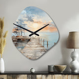 Pier And Dock Seaside III - Asymmetric Metal Wall Clock