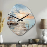 Pier And Dock Seaside III - Asymmetric Metal Wall Clock