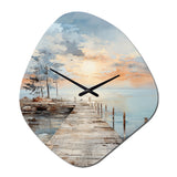Pier And Dock Seaside III - Asymmetric Metal Wall Clock