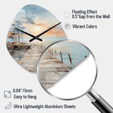 Pier And Dock Seaside III - Asymmetric Metal Wall Clock