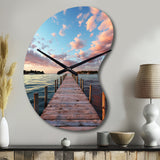 Pier And Dock Tranquil I - Asymmetric Metal Wall Clock