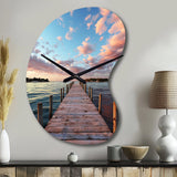 Pier And Dock Tranquil I - Asymmetric Metal Wall Clock