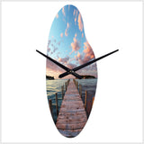 Pier And Dock Tranquil I - Asymmetric Metal Wall Clock