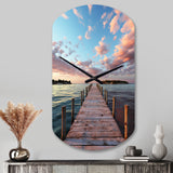 Pier And Dock Tranquil I - Asymmetric Metal Wall Clock