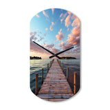 Pier And Dock Tranquil I - Asymmetric Metal Wall Clock