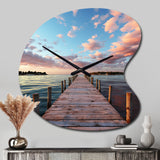 Pier And Dock Tranquil I - Asymmetric Metal Wall Clock