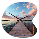 Pier And Dock Tranquil I - Asymmetric Metal Wall Clock