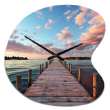 Pier And Dock Tranquil I - Asymmetric Metal Wall Clock