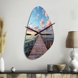 Pier And Dock Tranquil I - Asymmetric Metal Wall Clock