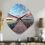 Pier And Dock Tranquil I - Asymmetric Metal Wall Clock