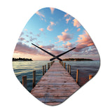 Pier And Dock Tranquil I - Asymmetric Metal Wall Clock