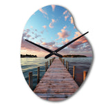 Pier And Dock Tranquil I - Asymmetric Metal Wall Clock