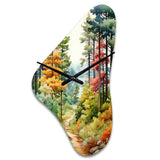 Pine Tree Autumn Symphony III - Asymmetric Metal Wall Clock