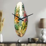 Pine Tree Autumn Symphony III - Asymmetric Metal Wall Clock